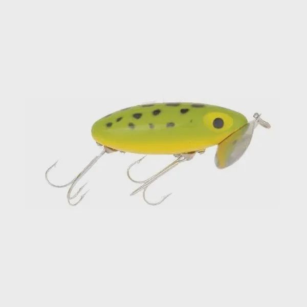 Arbogast Jitterbug Topwater Lure, Color: Frog/Yellow Belly, Size: 2" 3/8oz