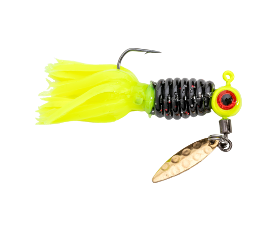 Strike King Sausage Head Spins Pre-Rigged Crappie Thunder, Color: Tuxedo Black Chartreuse