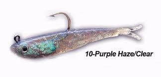 Tsunami Holographic Split Tail Minnow, Color: Purple Haze/Clear, Size: 4"