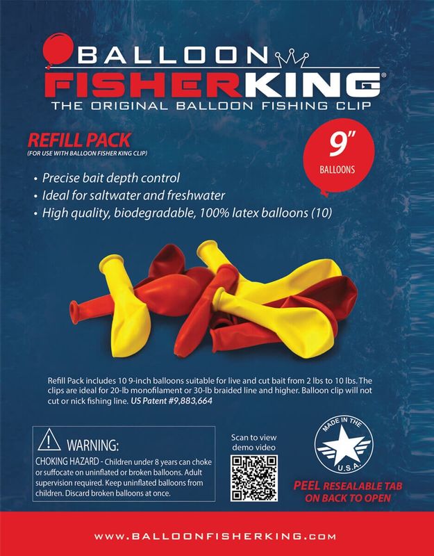 Balloon Fisher King Refill Pack 9" Balloons 10pk