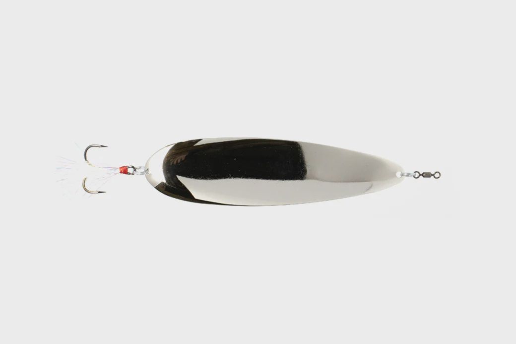 Ben Parker Nichol's Lures Flutter Spoons, Color: Silver Chrome, Size: 6" Mini Magnum