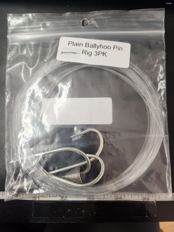 Jersey Hooker Plain Ballyhoo Pin Rig with or without Chin Weight