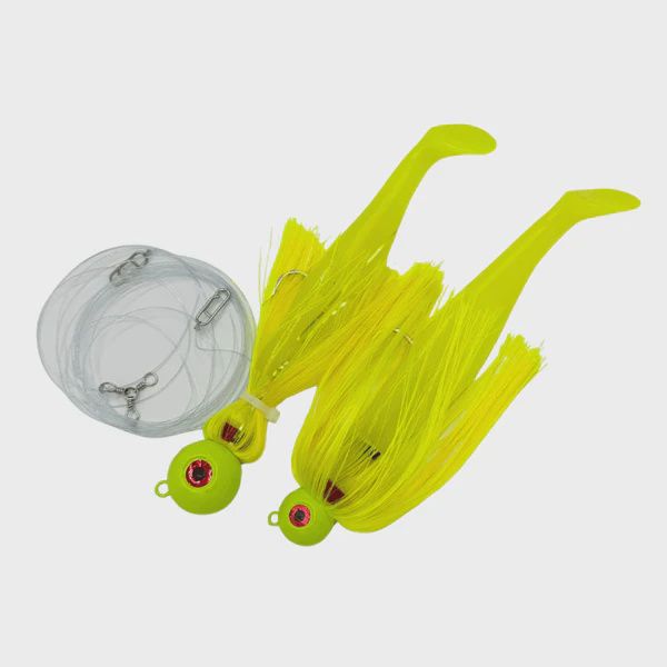 Magictail Round Head Tandem Mojo Trolling Rig, Color: Chartreuse, Size: 8oz x 4oz