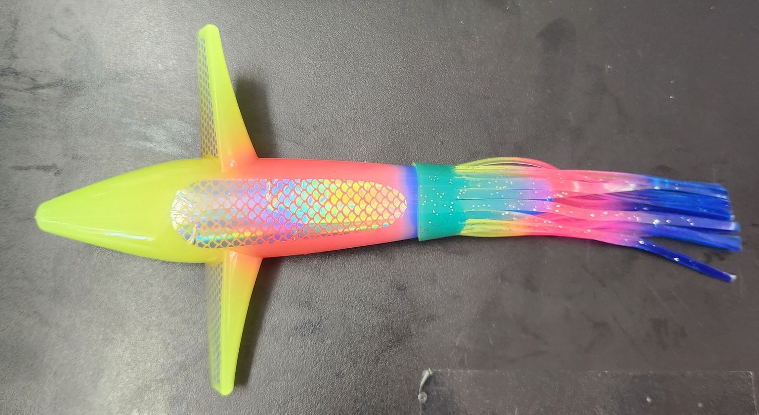 Jersey Hooker 9" Trolling Bird with Skirt, Color: Rainbow