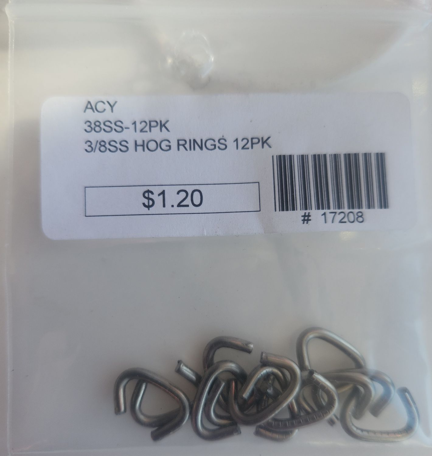 Replacement Hog Rings For Crab Traps, Color: Stainless Steel, Size: 3/8"
