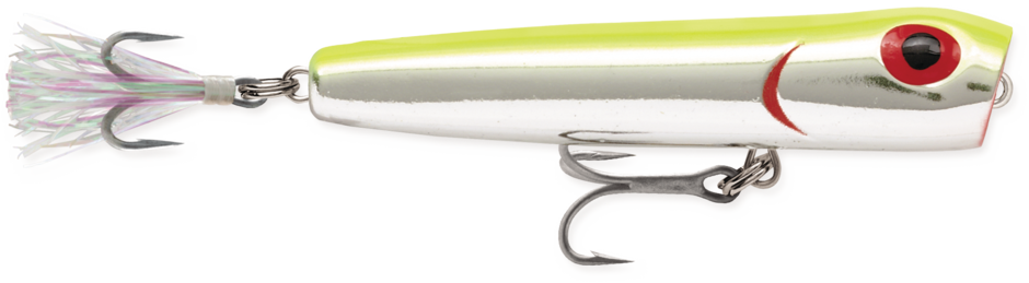 Storm Saltwater Chug Bug, Color: Metallic Silver/Chartreuse Back, Size: 3 1/4"