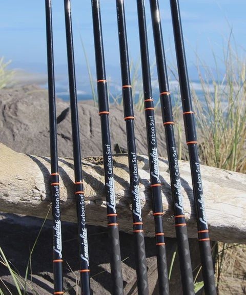 Lamiglas Carbon Surf Rods, Model: 9'0" Light / 10-25lb / 3/8-2oz / Moderate Fast / 2 Piece