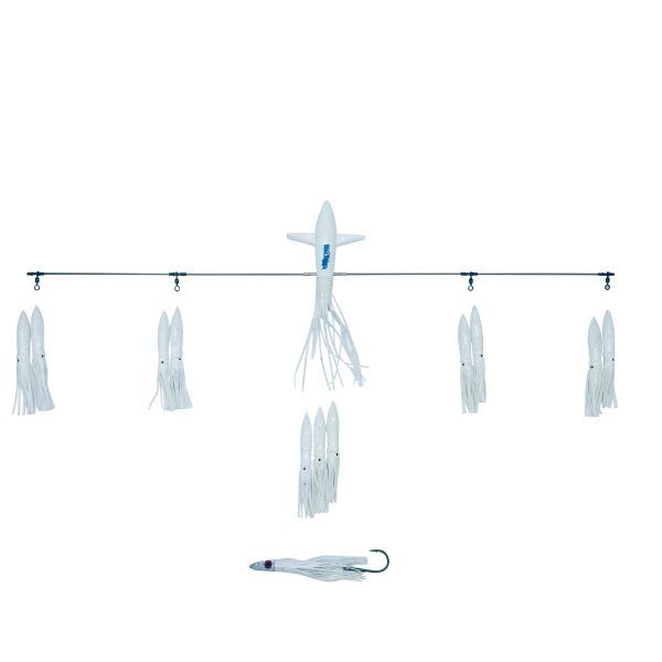 Chatter Lures 36" Splash Bar with 6" Floating Bulb Squids, Color: White
