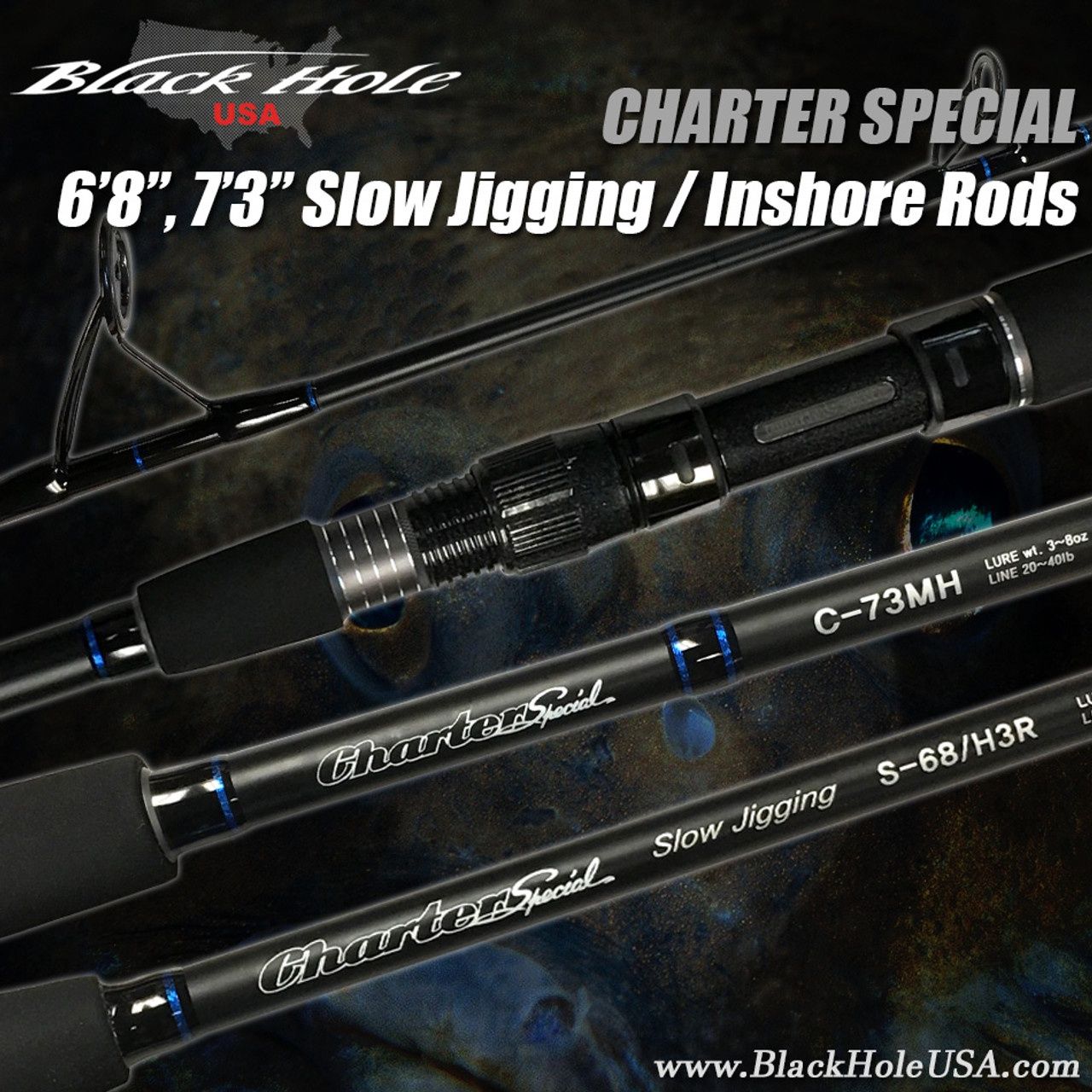 Black Hole Charter Special Rods, Model: 6'8" Conventional 2-6oz / 15-30lb /  1pc