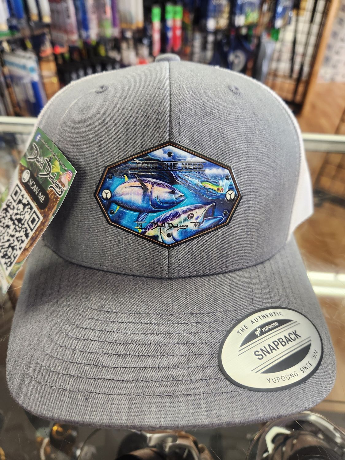 David Dunleavy Bluefin Tuna 6 Panel Trucker Snap Back Black White Hat
