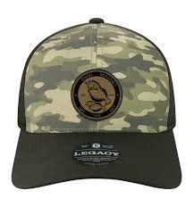 David Dunleavy Flounder Deco 6 Panel Trucker Snap Back Camo Green Hat