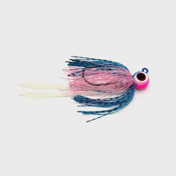 Magictail Round Head Squid Hoochie Jig, Color: Blue/Pink, Size: 1/4oz