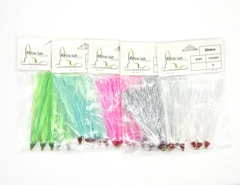 Olde Salt Mylar Bucktail Sliders, Color: Pink