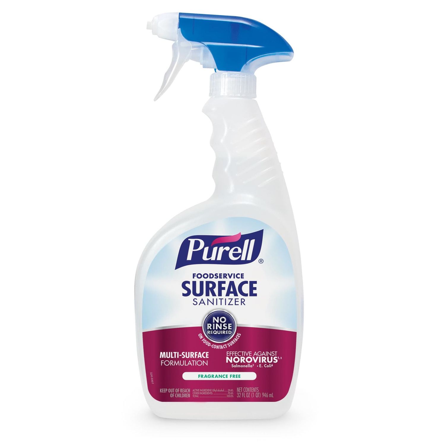 Purell® Unscented Food Service Sanitizer 4.69X2.92X9.06 IN 1 QT Multi Surface RTU 6/Case