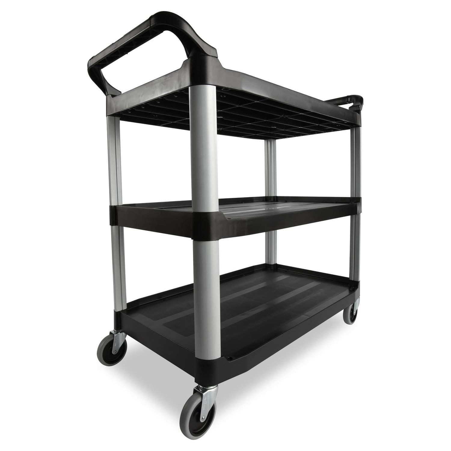 Rubbermaid Xtra Utility Cart 40.6X20X38 IN 300 LB Black Gray Resin Open Sides 4 IN TPR Caster 1/Each