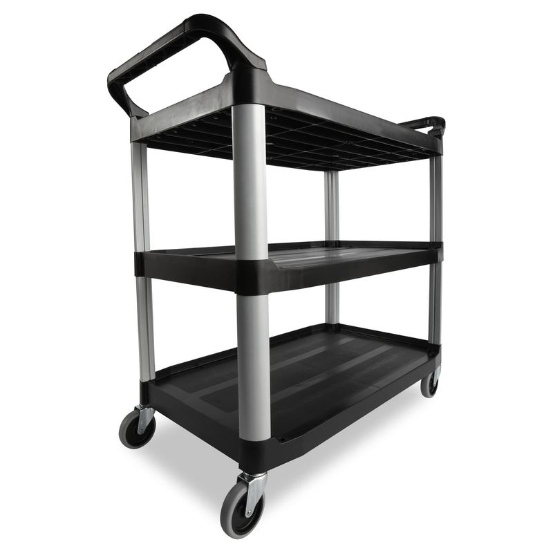 Rubbermaid Xtra Utility Cart 40.6X20X38 IN 300 LB Black Gray Resin Open Sides 4 IN TPR Caster 1/Each Rubbermaid Xtra Utility Cart 40.6X20X38 IN 300 LB Black Gray Resin Open Sides 4 IN TPR Caster 1/Each