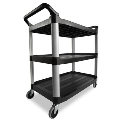 Rubbermaid Xtra Utility Cart 40.6X20X38 IN 300 LB Black Gray Resin Open Sides 4 IN TPR Caster 1/Each Rubbermaid Xtra Utility Cart 40.6X20X38 IN 300 LB Black Gray Resin Open Sides 4 IN TPR Caster 1/Each