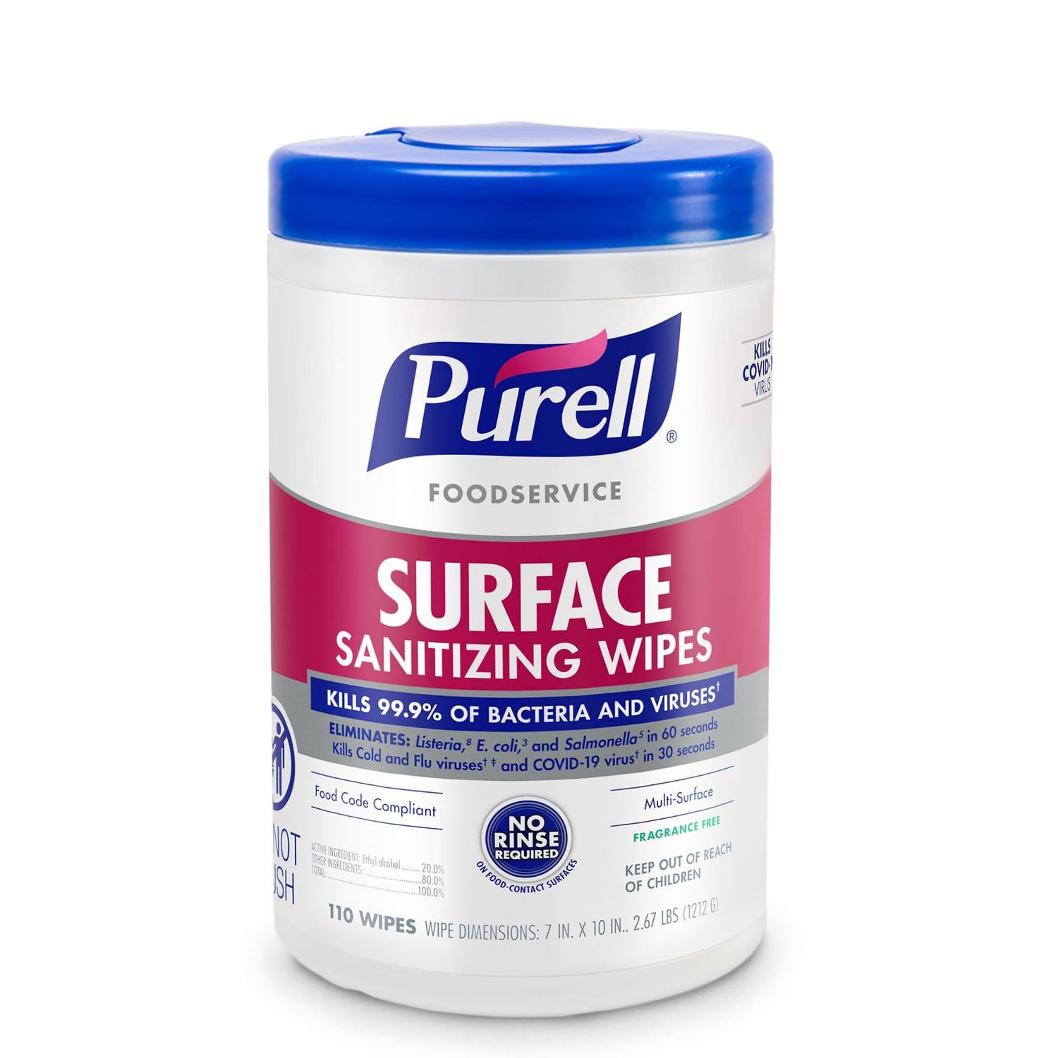 Purell® Pro Surface Sanitizer Food Contact Wipe 110 Count/Pack 6 Packs/Case 660 Count/Case
