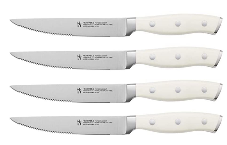 Forged Accent 4 Piece Steak Knife Set, Color: White