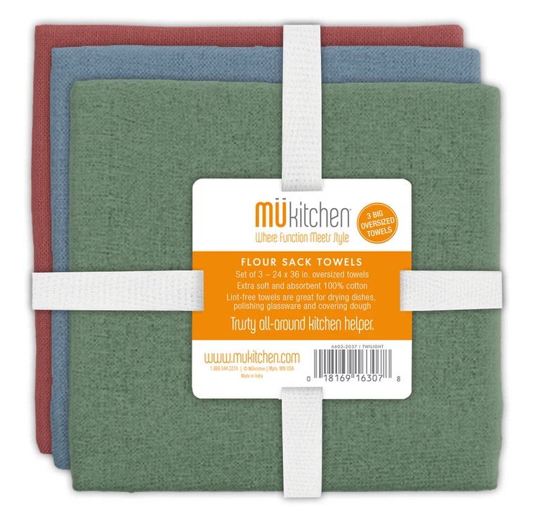 Flour Sack Towel Set of 3, Color: Medley