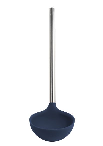 Silicone Ladle with Stainless Steel Handle, Color: Indigo