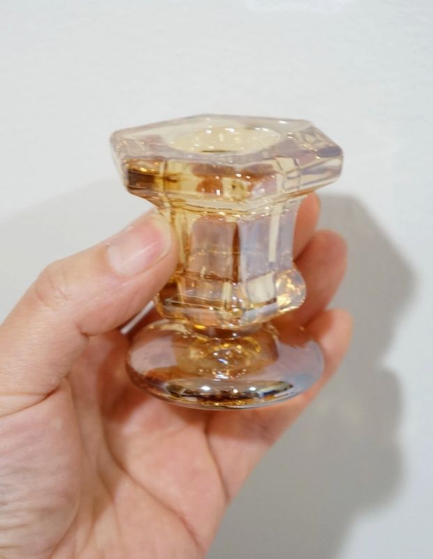 Glass Candlestick Holder, Color: Amber