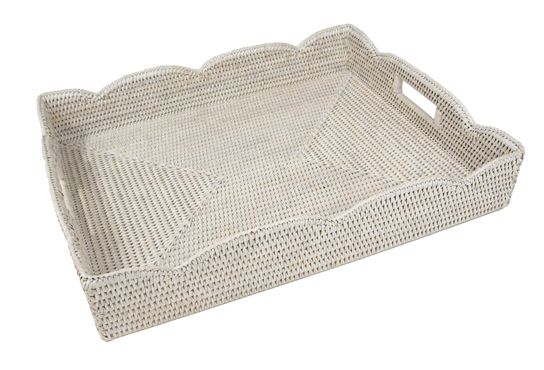 Rattan Scalloped Large Tray