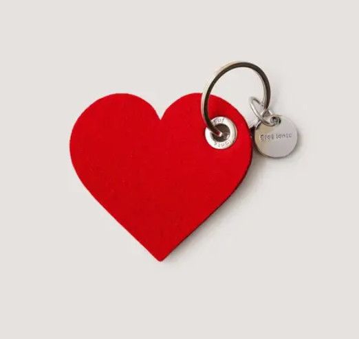 Merino Wool Heart Key Fob, Color: Red