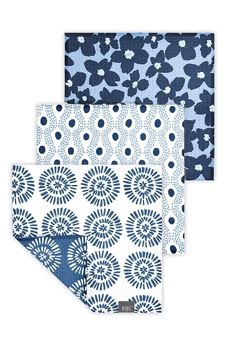 Vibe Recycled Dishcloth Set of 3, Style: Indigo