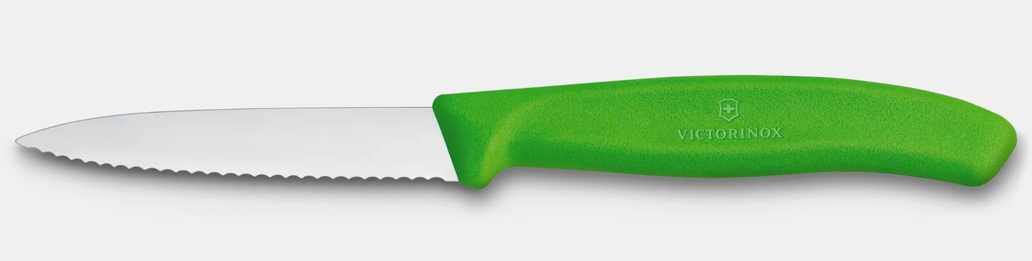 Swiss Classic Serrated Paring Knife 3.25", Color: Green