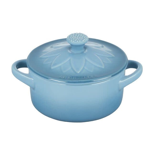 Mini 8oz. Cocotte with Flower Lid, Color: Caribbean