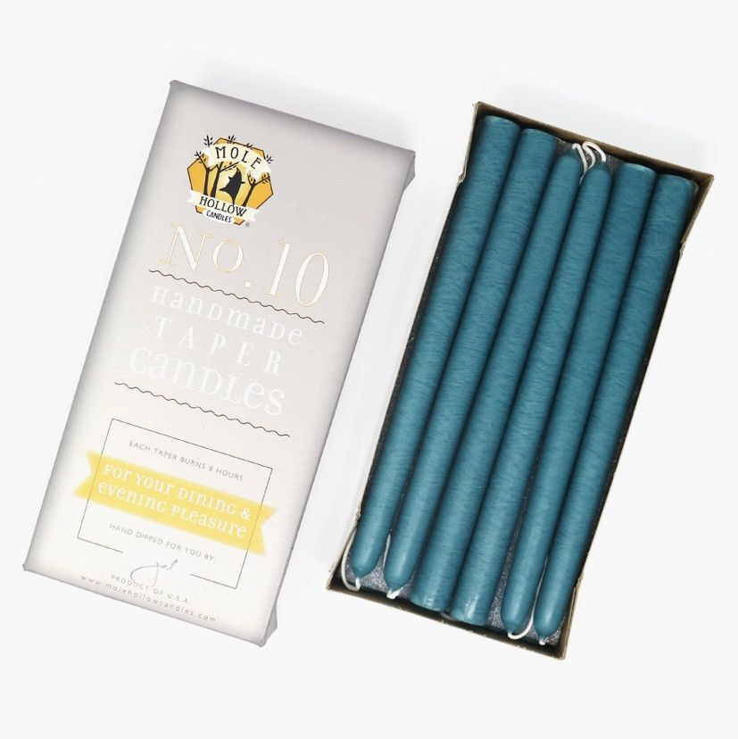 Taper Candle Pair 10", Color: Colonial Blue