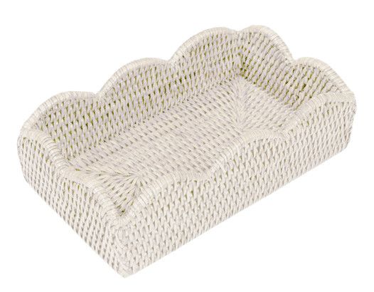 Rattan Scallop Guest Towel Holder, Color: Cream