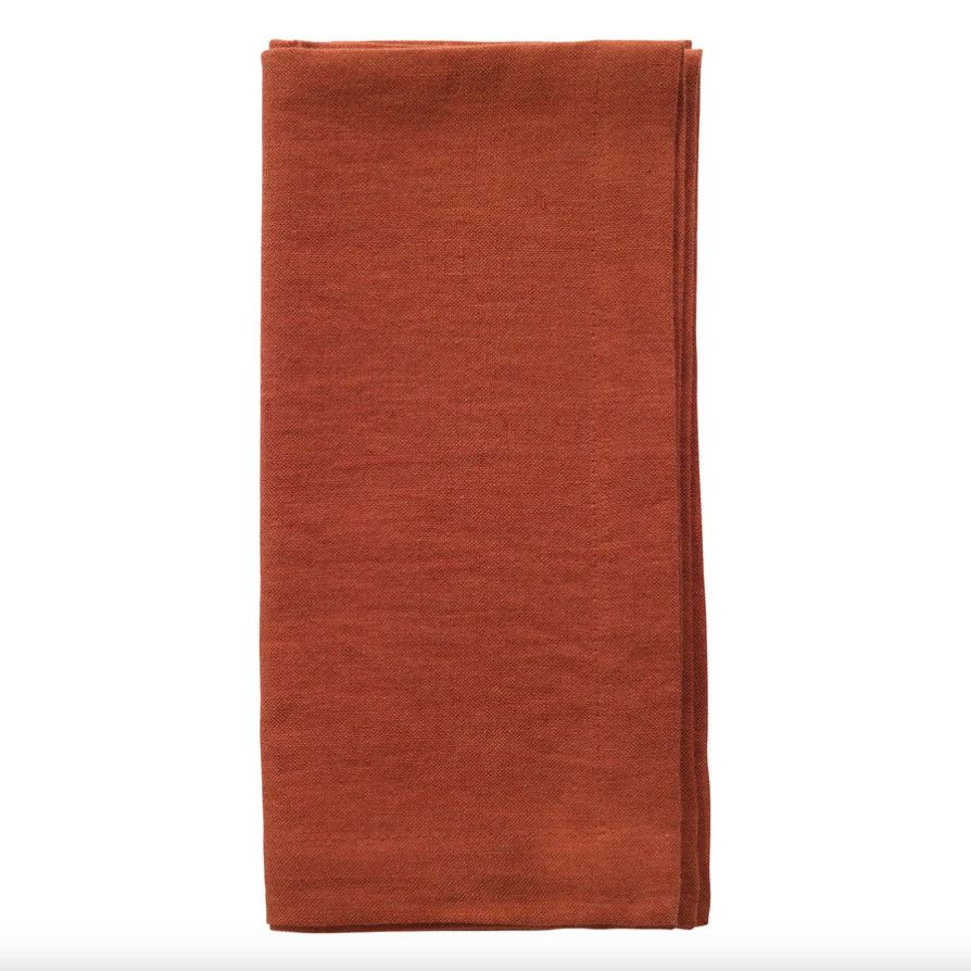 Bodrum Amalfi Linen-Cotton Napkins – Set of 4, Color: Burnt Orange