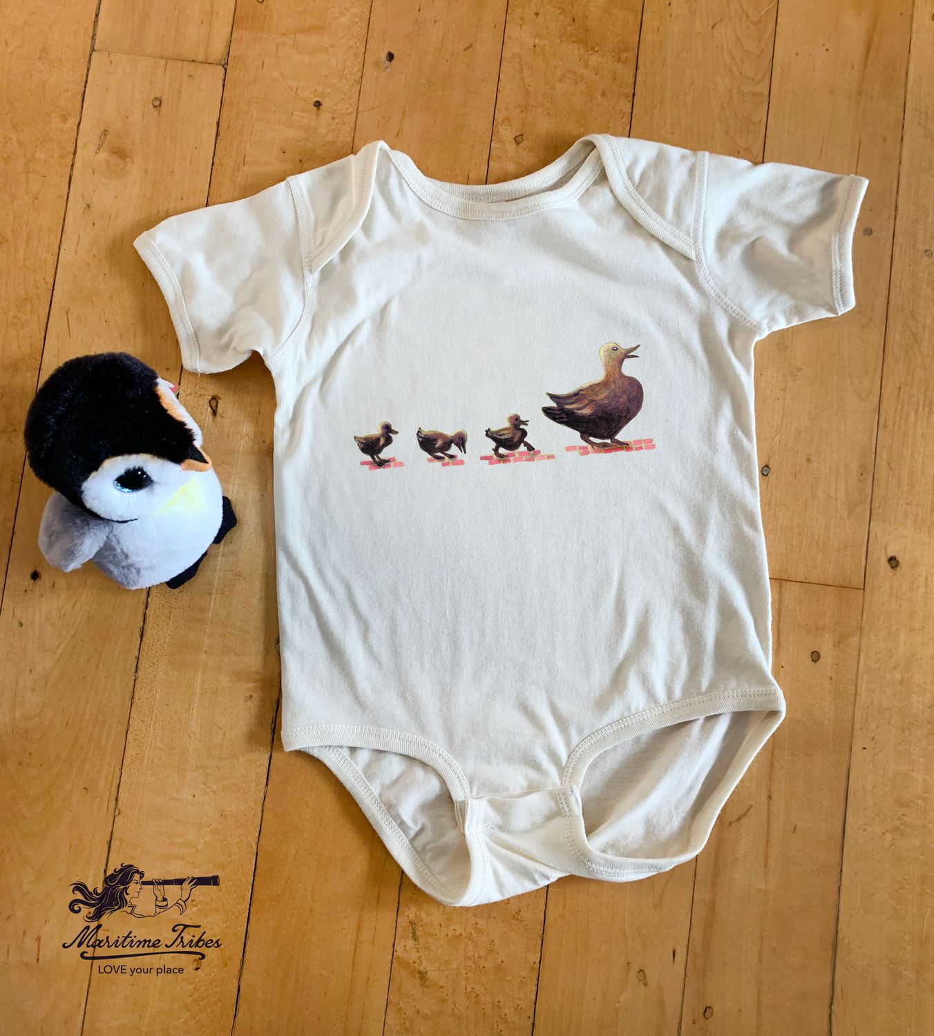 Boston Ducklings Baby Onesie, Size: 6 Months