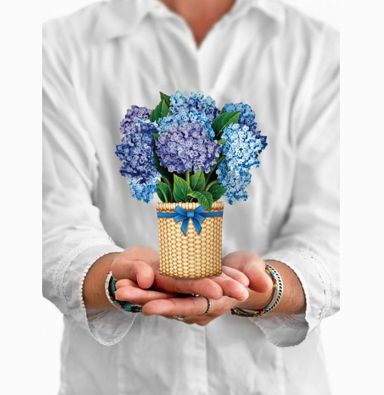 Mini Pop-Up Greeting Card, Style: Nantucket Hydrangeas