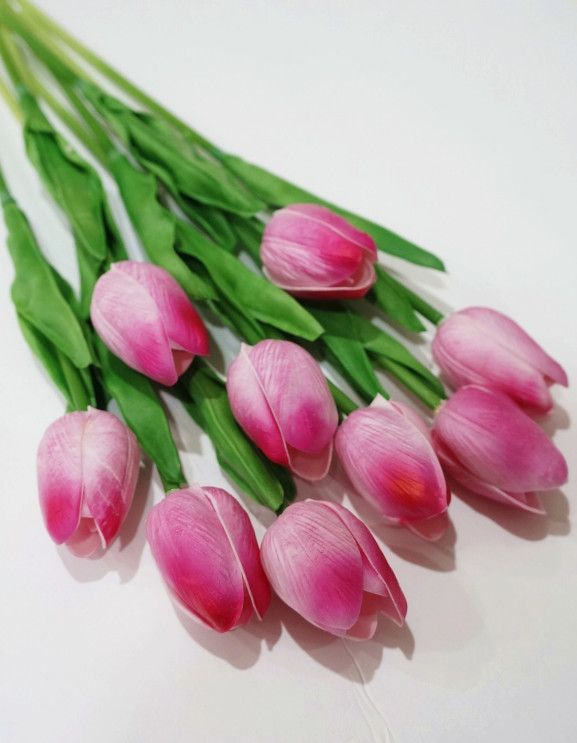 13" Real Touch Tulip Bunch Set/10, Color: Pink