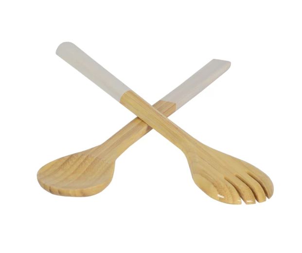 Large Salad Serving Set, Color: White