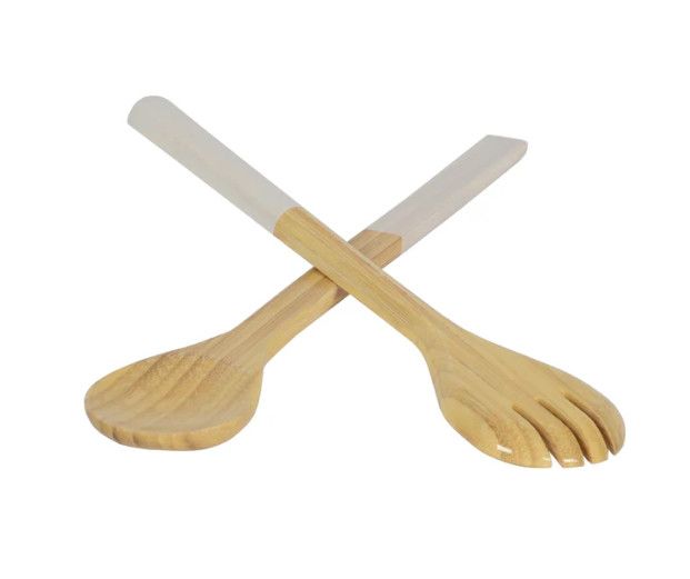 Large Salad Serving Set, Color: White