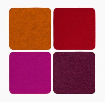 Bierfilzl Merino Wool Felt Square Coaster Multi 4 Pack