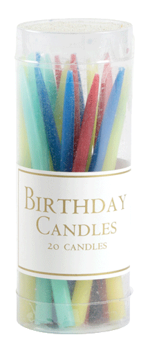 Birthday Candles in Bright Colors - 20 Candles Per Box