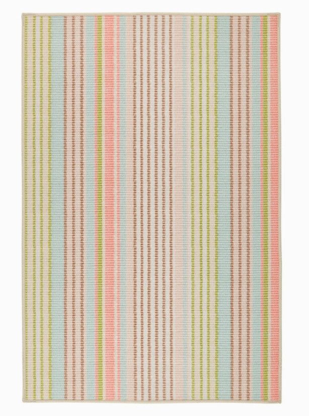 Washable Accent Rug 2'x3', Style: Ana Ticking Aqua