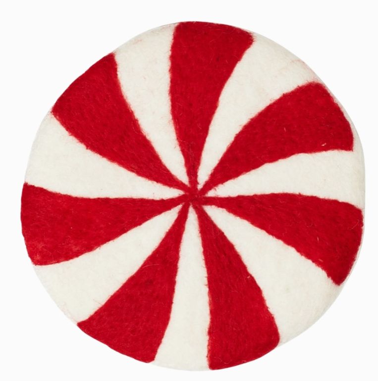 Wool Trivet, Style: Red Candy Cane