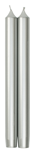 Straight Taper 10" Candles in Silver - 2 Candles Per Package