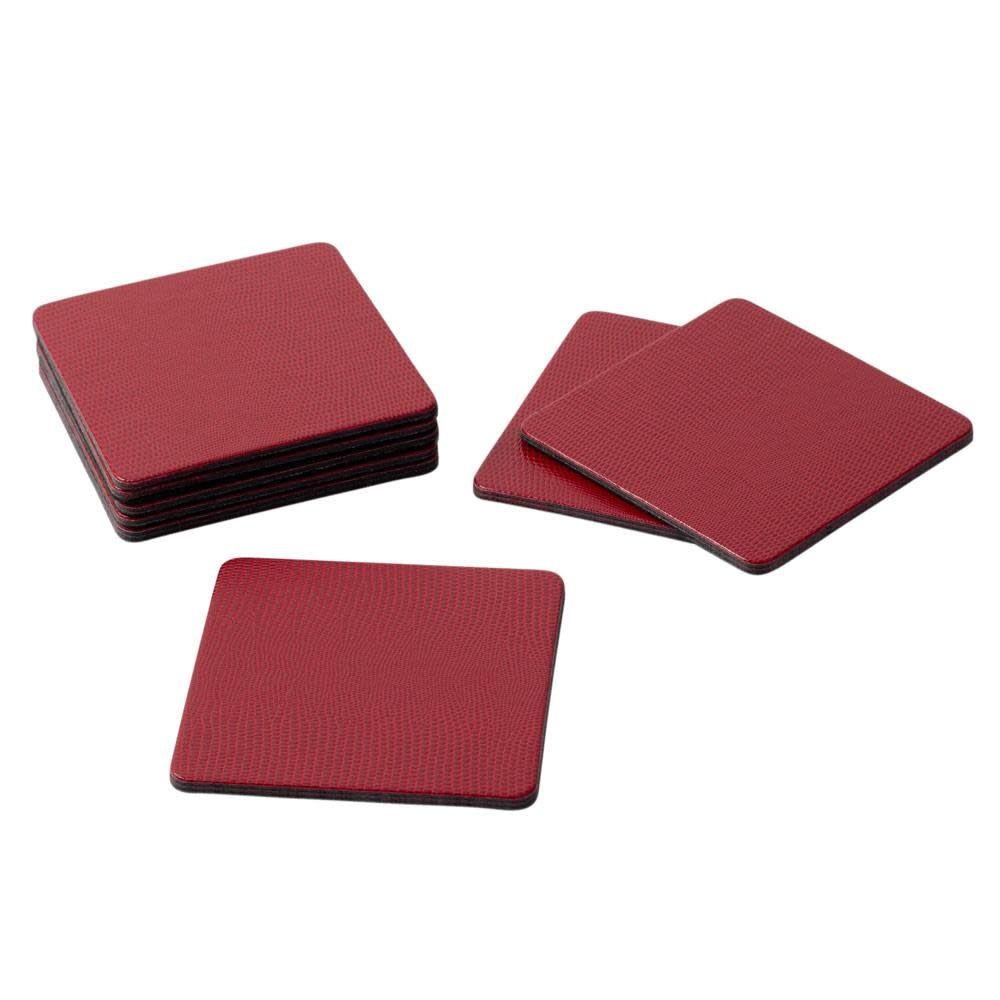 Square Lizard Coasters in Cranberry - 8 Per Box