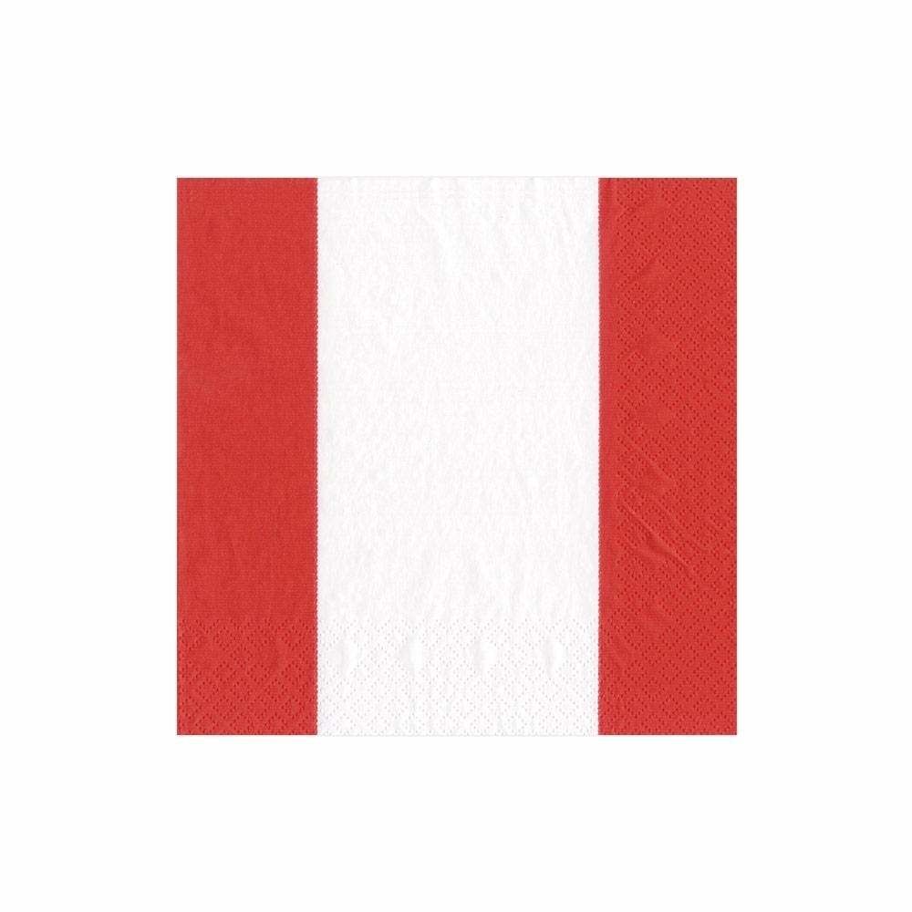 Bandol Stripe Paper Cocktail Napkins in Red - 20 Per Package