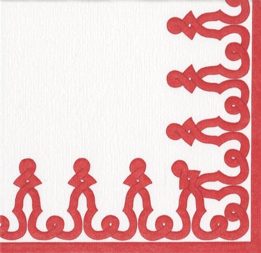 Dessin Passementerie Paper Linen Dinner Napkins in Red - 12 Per Package
