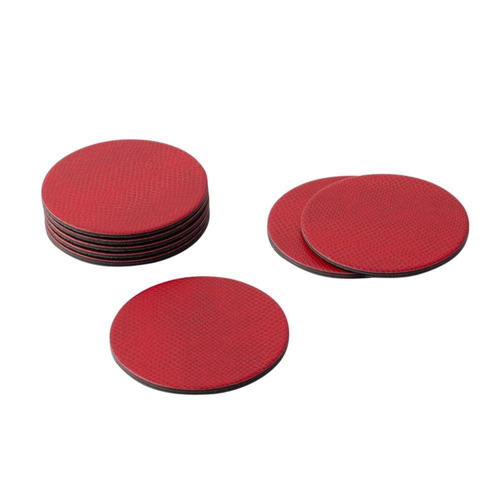 Coaster Crimson Snakeskin S/8Round Snakeskin Felt-Backed Coasters in Crimson - 8 Per Box