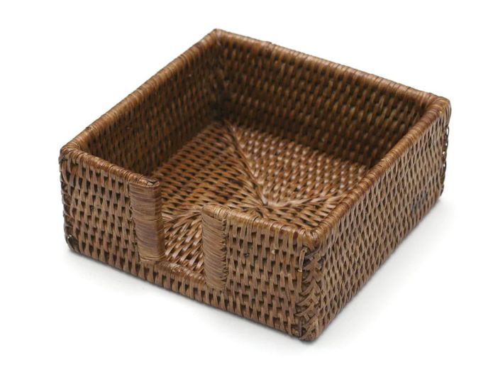 Rattan Cocktail Napkin Holder in Dark Natural - 1 Each