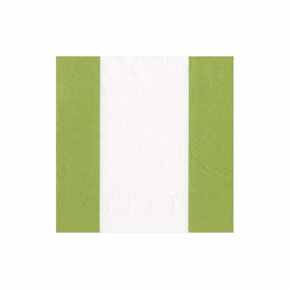 Bandol Stripe Paper Cocktail Napkins in Moss Green - 20 Per Package